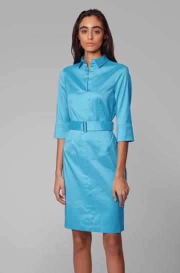 Sukienki Koszulowe BOSS Trench Inspired Niebieskie Damskie (Pl43546)